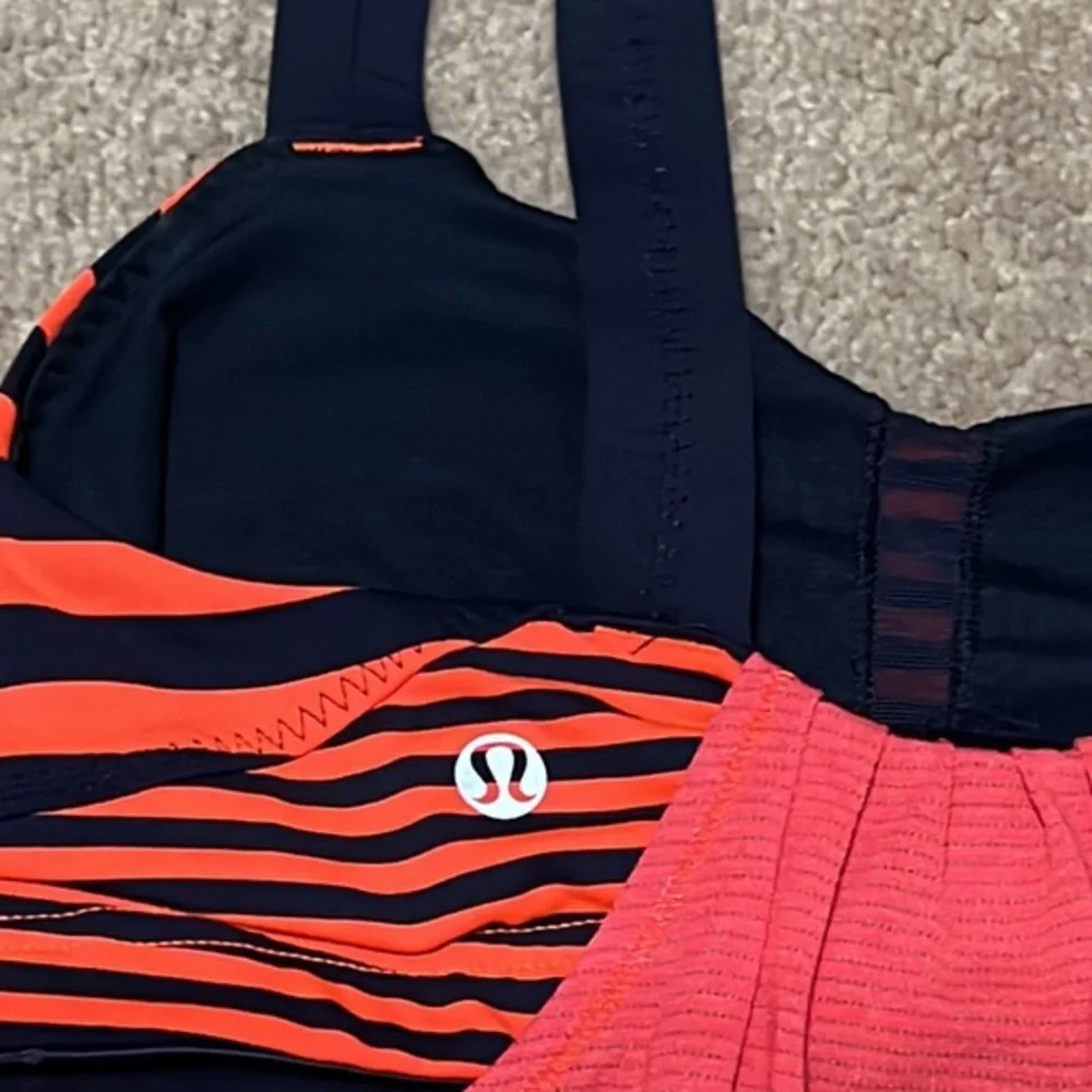 Lululemon orange & black Workout top Size 4
